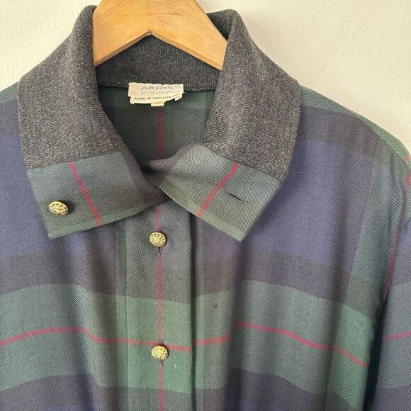 Akris of Switzerland Vintage Women’s Tartan Plaid Wool Cashmere Midi Dress - Picture 5 of 12